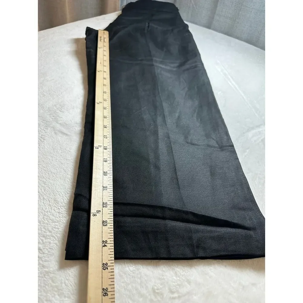 NWT J. Crew Linen Blend Lined Cropped‎ Wide Leg Pleat Front Size 10 Black